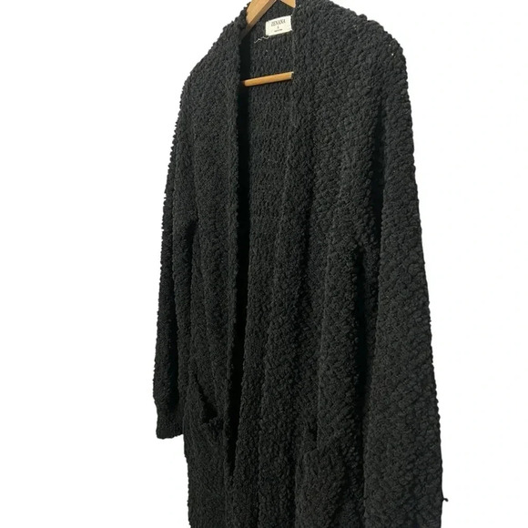 Zenana Black Cardigan Long Sleeve Popcorn Fleece Open Front Women's Size Small - Picture 4 of 9